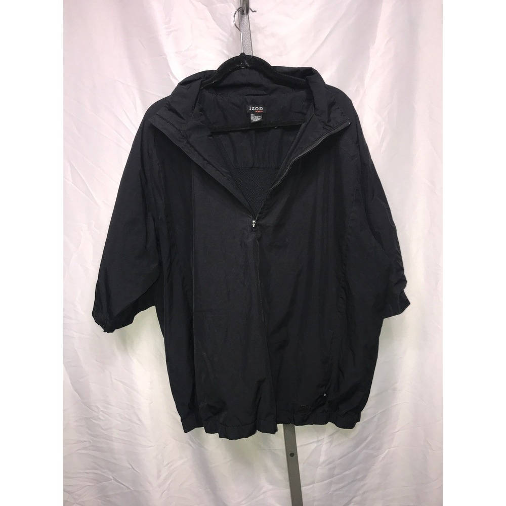 IZOD Mens Black Half Zip Pullover Jacket Lightweight Casual Outerwear Size XL